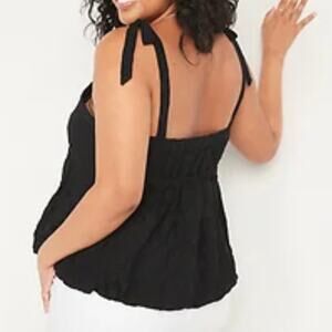 Old Navy Plus Women's Eyelet Bubble hem Baby doll Tank Top 4X Black